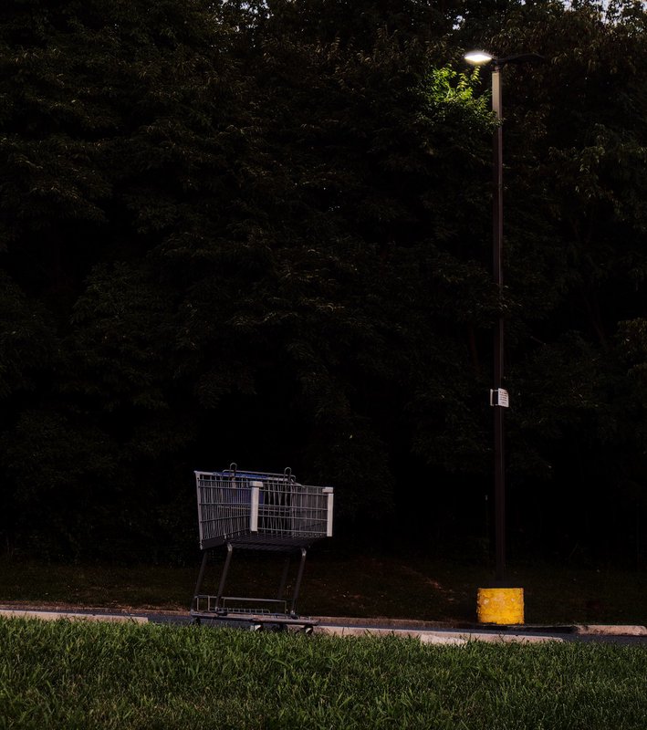 Shopping Cart Under Street Light Shopping Cart Under Street Light