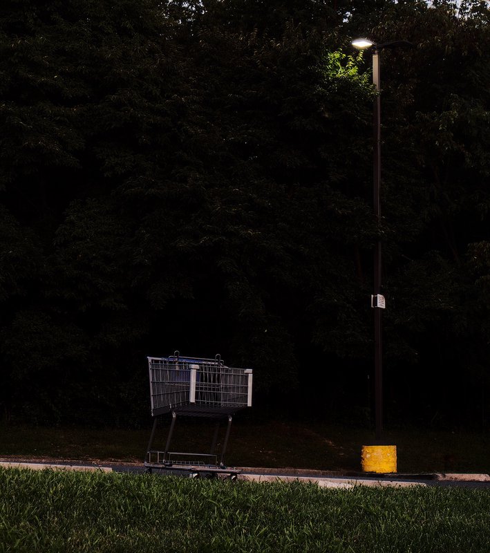 Shopping Cart Under Street Light Shopping Cart Under Street Light